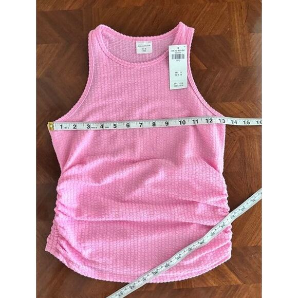 Abercrombie Kids Pink Ruched Tank Top NWT Size 11/12 Textured Ribbed - Picture 5 of 12